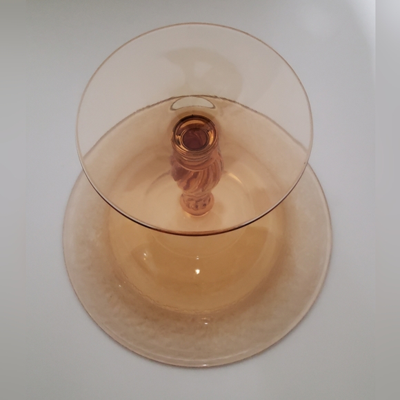 Vintage Fostoria Royal Etched Amber Glass Compote - Picture 8 of 8